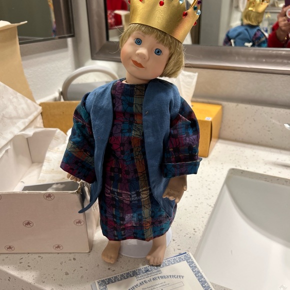 Blue Regal Doll with Golden Crown and Colorful Undergarment - Picture 1 of 6